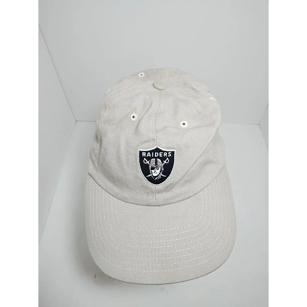 Vintage‎ 90's Raiders Hat NFL Tan Adjustable Strapback Beige Hat Cap Embroidered